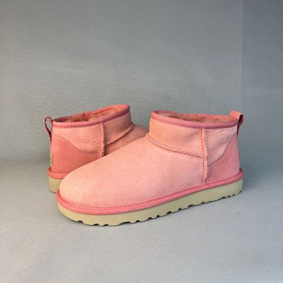 New Womens Ugg Boots Sz 7 Classic Ultra Mini Pink Suede Wool Ankle UGG Australia - Picture 12 of 15